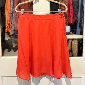 Etro Coral Red Italian Silk A-Line Skirt